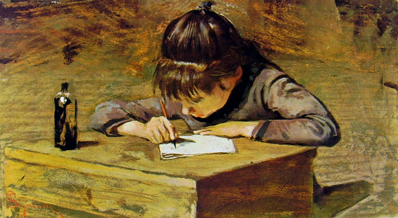 Telemaco Signorini, Bambina che scrive, 1885